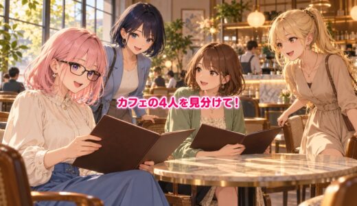 【高難易度・論理クイズ】カフェの4人を見分けて！
